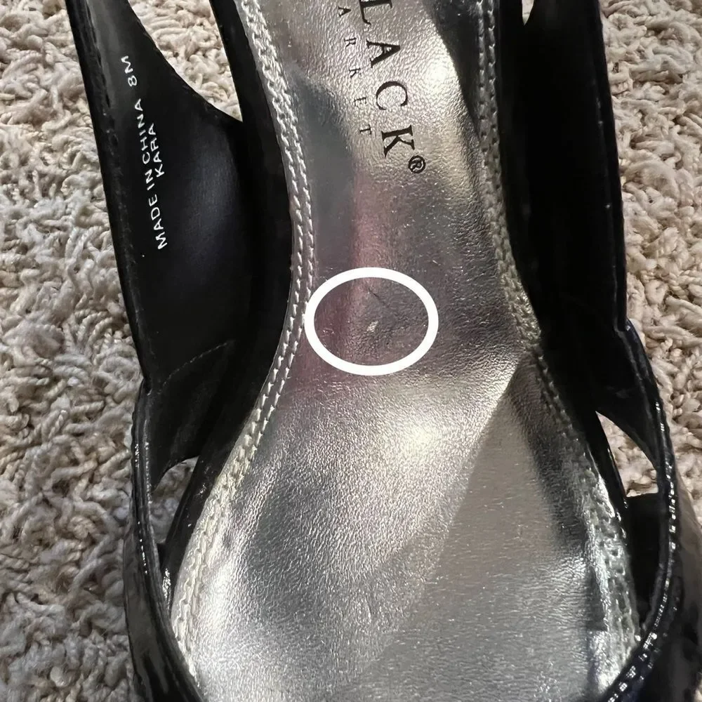 White House Black Market Kara Slingback Black Platform Sandals Size 8M